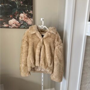 Bardot Taupe Faux Fur Coat